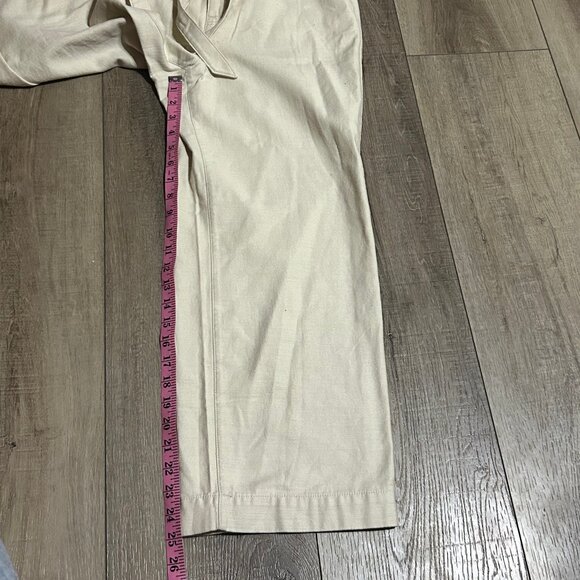 NWT J.CREW Cropped Twill Paper-Bag Pants with Belt Ivory Size 10 - Picture 10 of 16